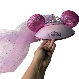 Disney Hat - Ears Hat - Disney Princess with Veil - Sequined